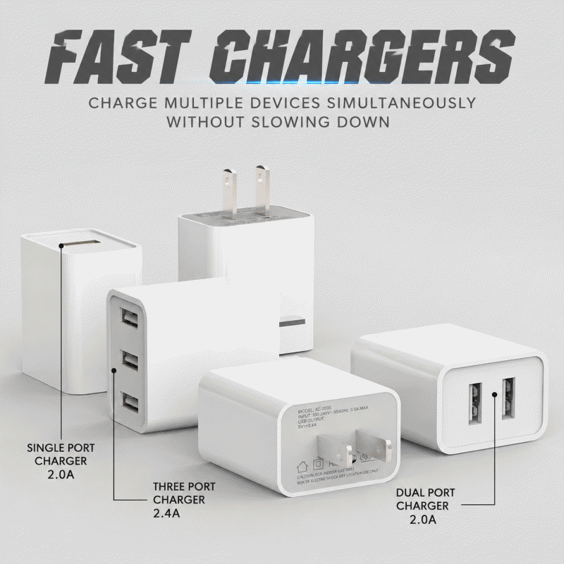 5V2A charger, 3C certified multi-port dual-port USB fast charging phone charging head, multi-socket power adapter
