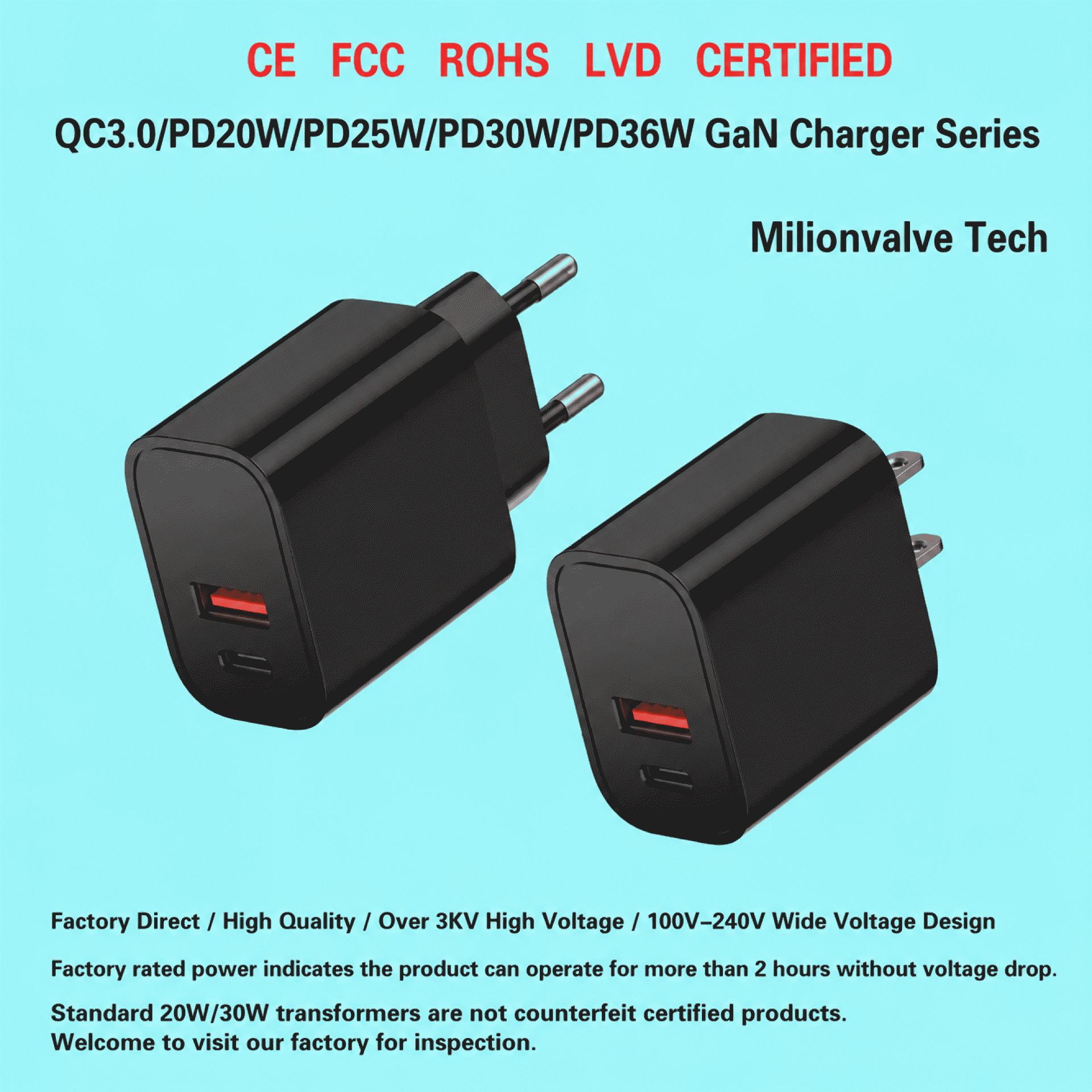 Mobile phone charging head, charger head, gallium nitride charger, suitable for Android and iPhone fast charging