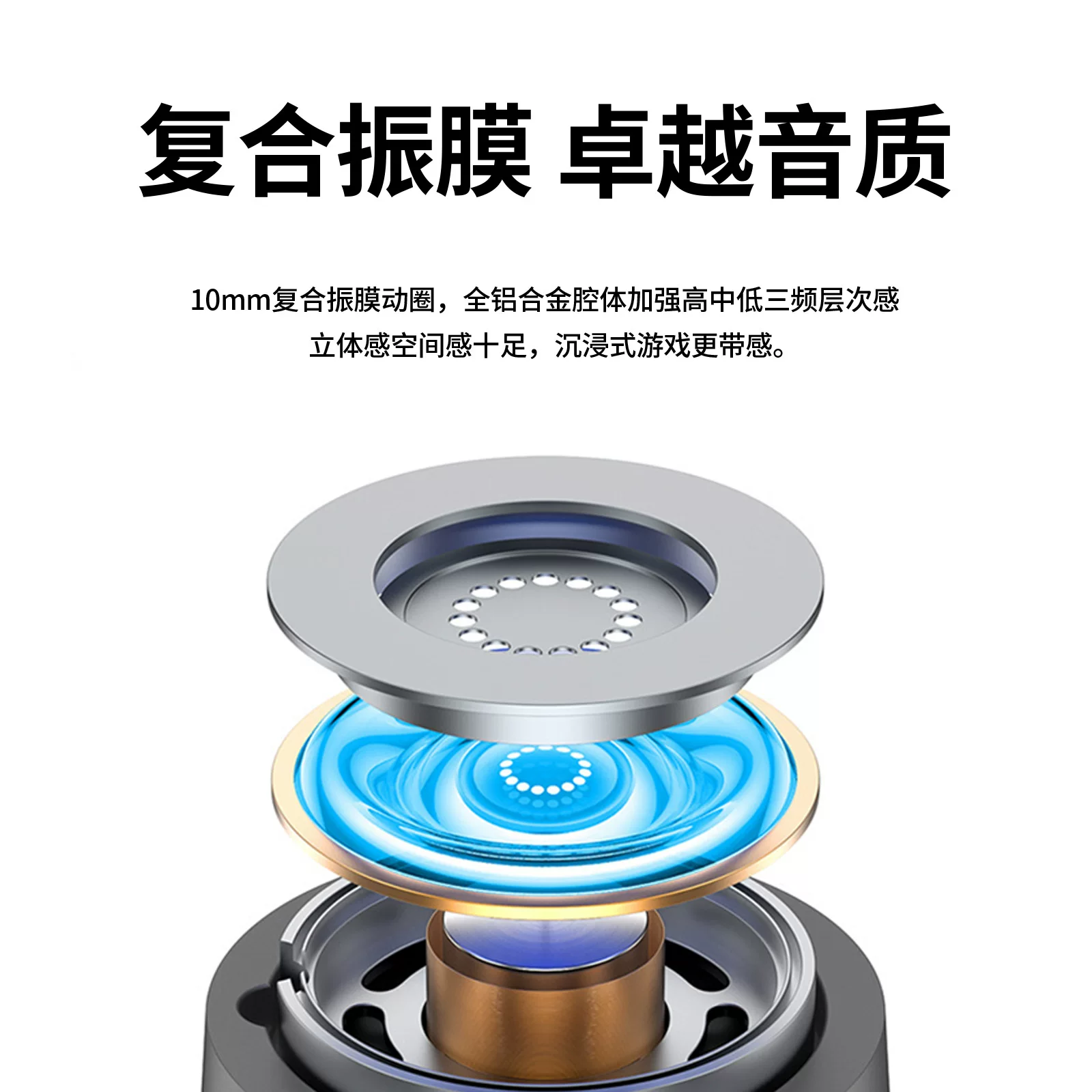 亚马逊typec入耳式金属线控耳机批发手机游戏直播电脑有线耳机