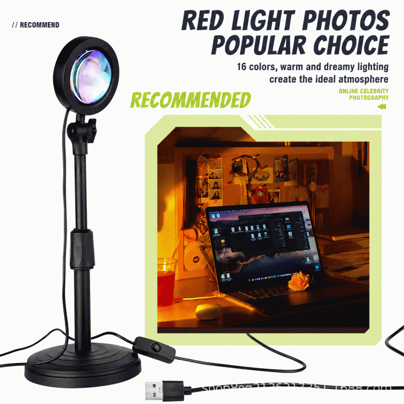 Sunset lamp lens, sunset lamp, internet celebrity living room floor-standing projection lamp, live broadcast atmosphere lamp, live broadcast fill light lamp