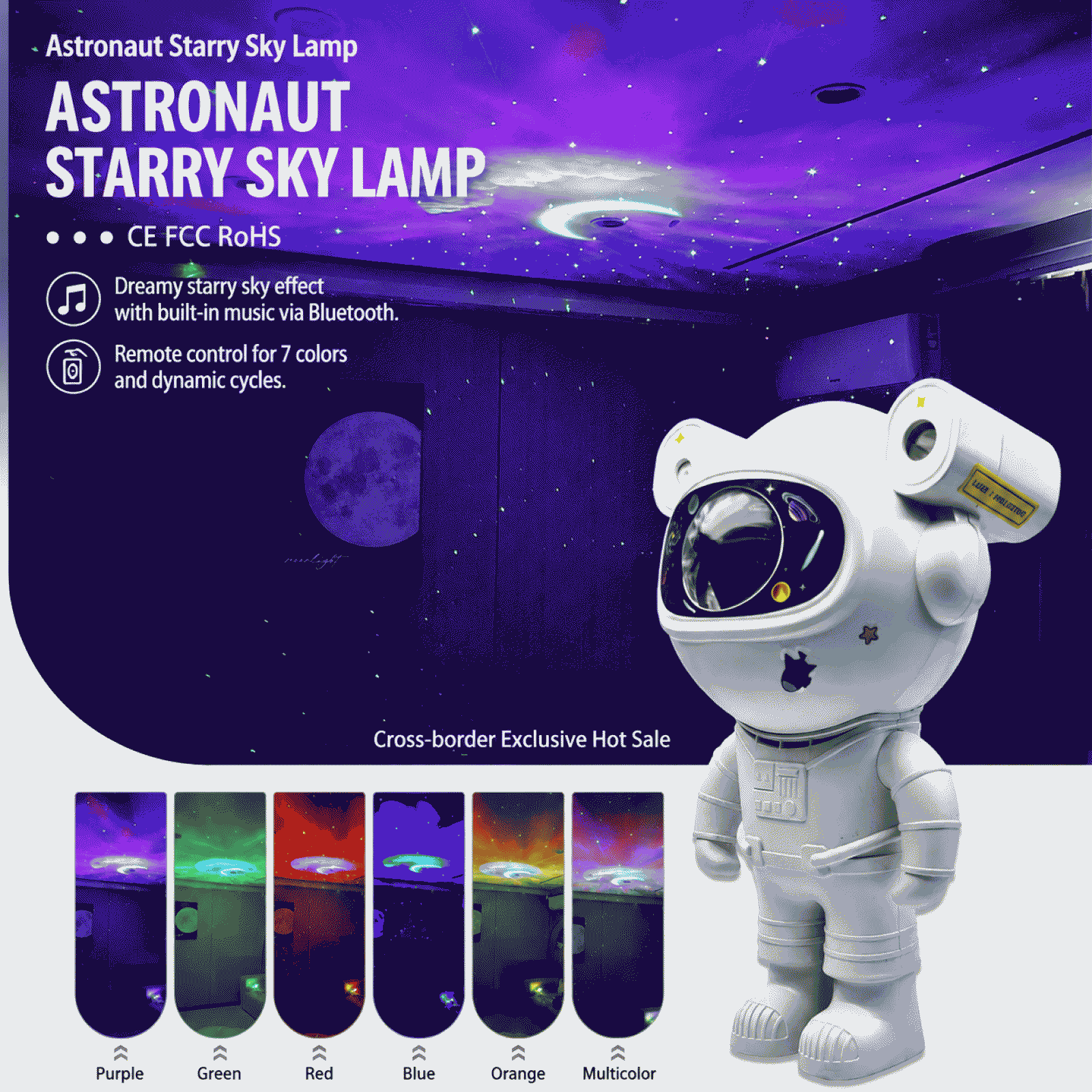 Astronaut starry sky ceiling projection night light dynamic atmosphere lamp bedroom bedside creative decorative accessory