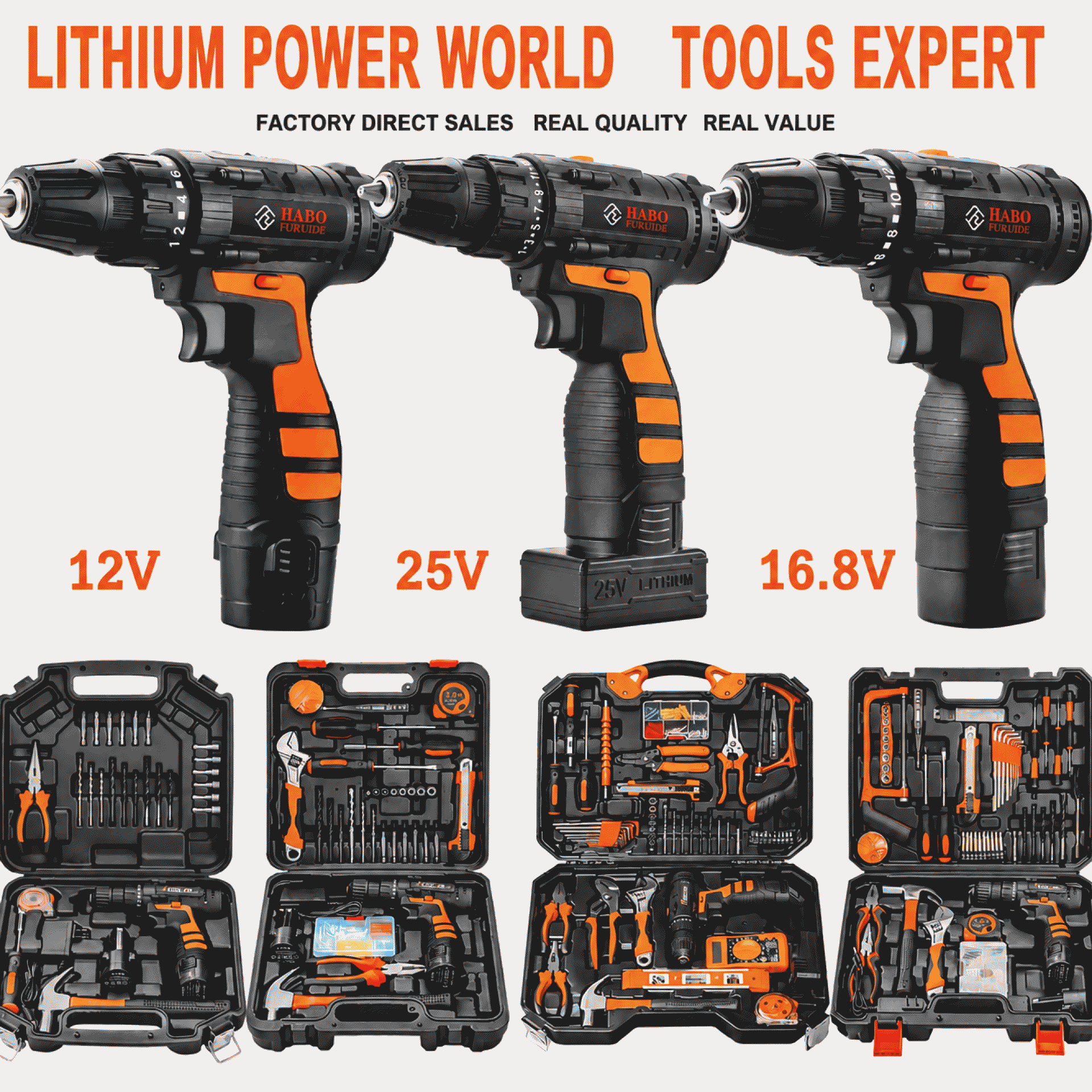 Multi-function lithium battery handheld electric drill and screwdriver hardware tool set combination toolbox