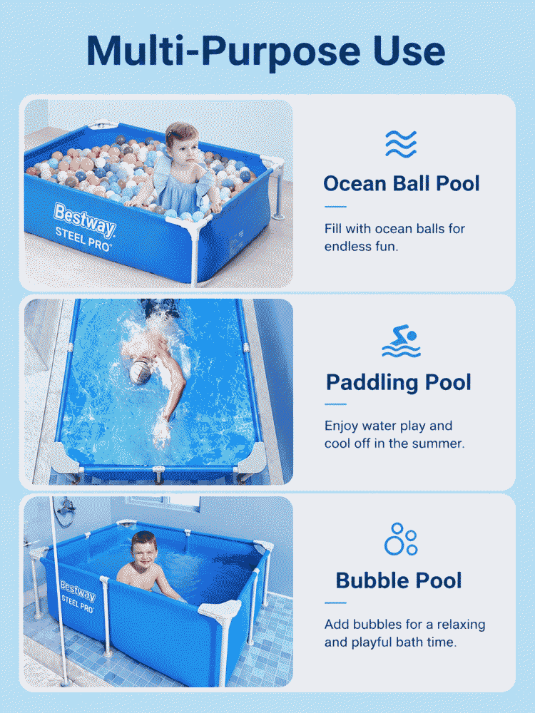 Bestway Folding Swimming Pool, Portable Pool for Home Use, Baby Pool, Family Pool, Outdoor Pool