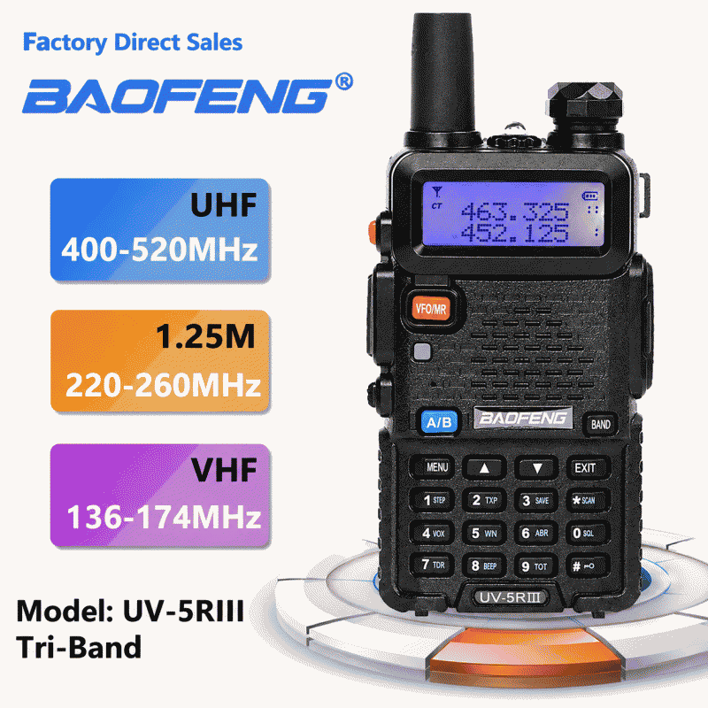 Baofeng walkie-talkie UV-5RIII three-band English version civilian high-power UV5R three-band
