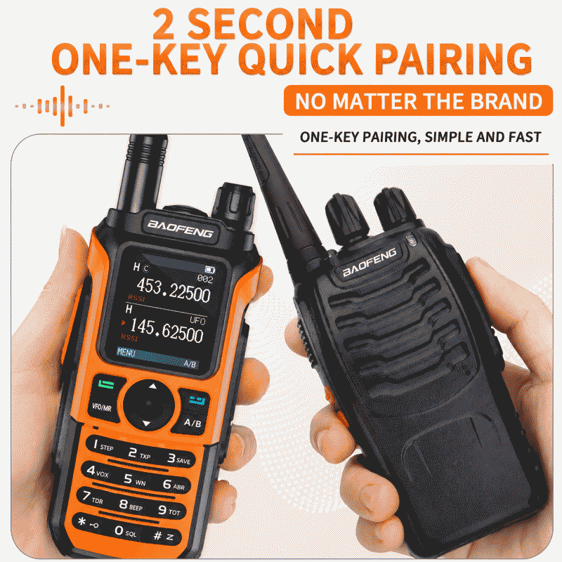 Baofeng UV-21 PRO V2 walkie-talkie with one-click frequency matching, Type-C direct charging, and three frequency bands for self drive travel