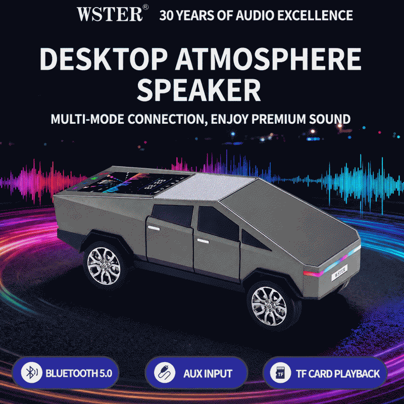 Cybertru car model decoration, audio, color screen, subwoofer, loud volume, popular stereo sound box