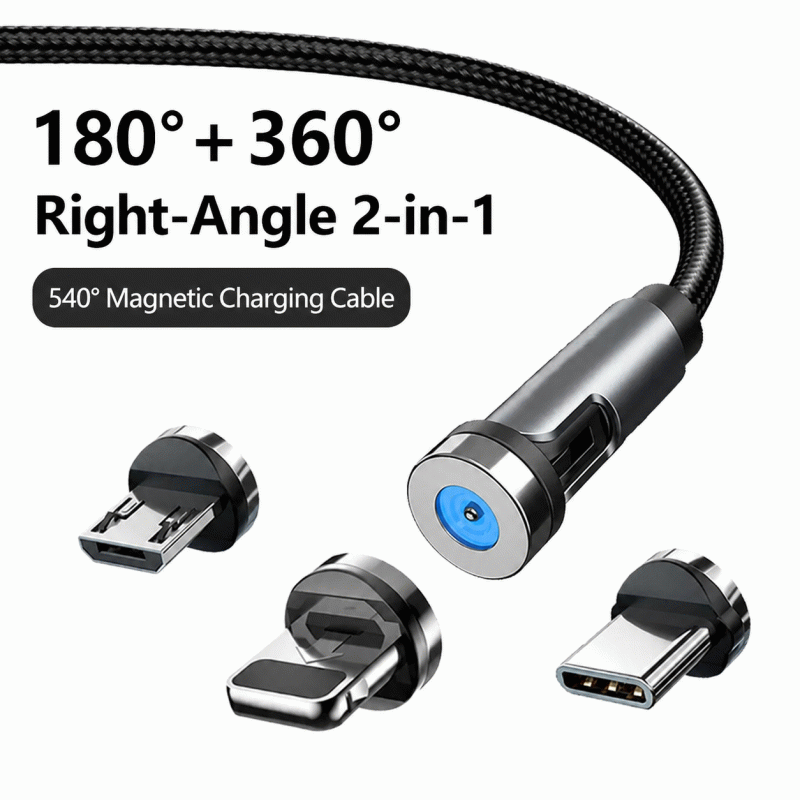 540-degree rotating cable for mobile phone charging, compatible with Apple data cable, type-c magnetic data cable