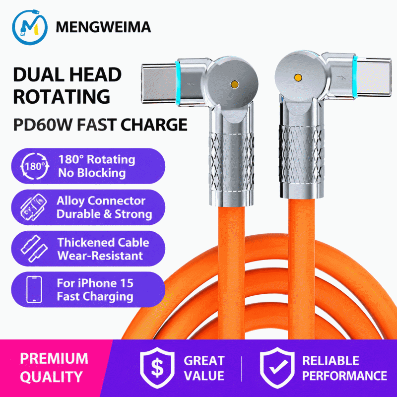 Rotating cable suitable for Apple 15 fast charging PD27W data cable dual type-c iphone15 mobile phone charging cable