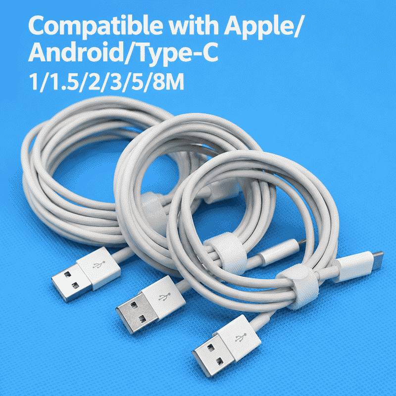Bold Apple charging cable, suitable for Apple data cable, fast charging cable for mobile phones, 2-meter extended USB data cable