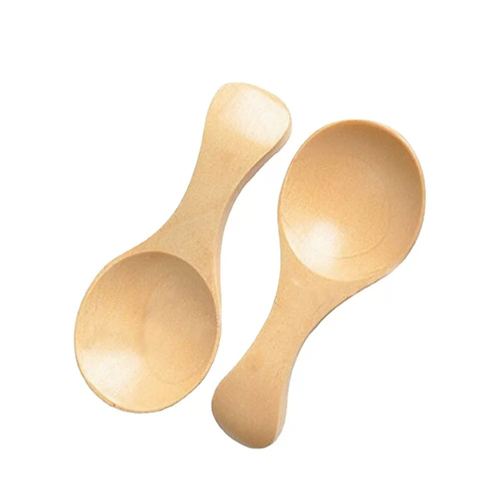 Wholesale from the source factory, cute baby wooden spoons, Japanese-style small, simple and solid-color lotus wood children's spoons, milk powder small spoons