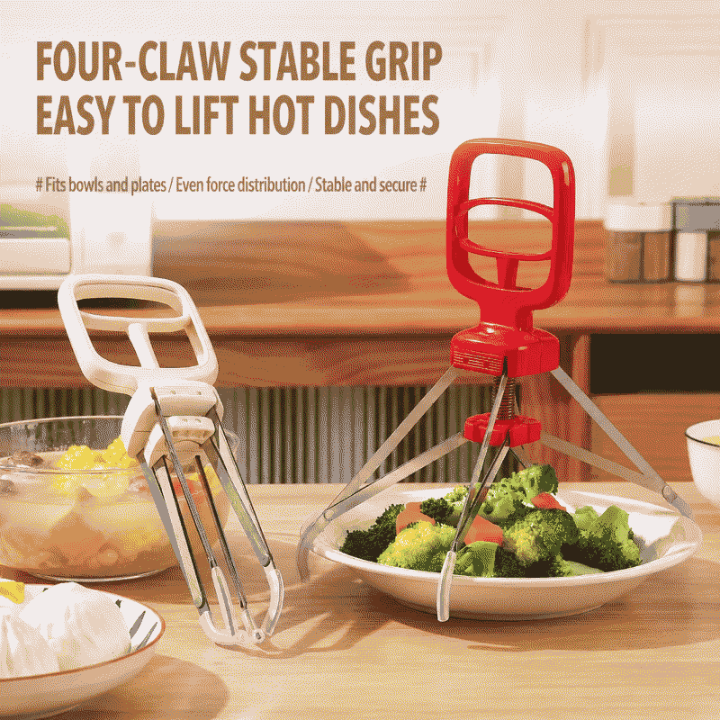 Upgraded four-claw anti-scald tongs, multi-purpose kitchen anti-slip bowl tongs, tableware tongs, multi-functional dish tongs for home use