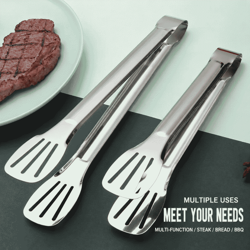 Stainless steel food tongs, kitchen barbecue, grilling, grilled steak, household heat-resistant bread, thickened food, commercial food tongs