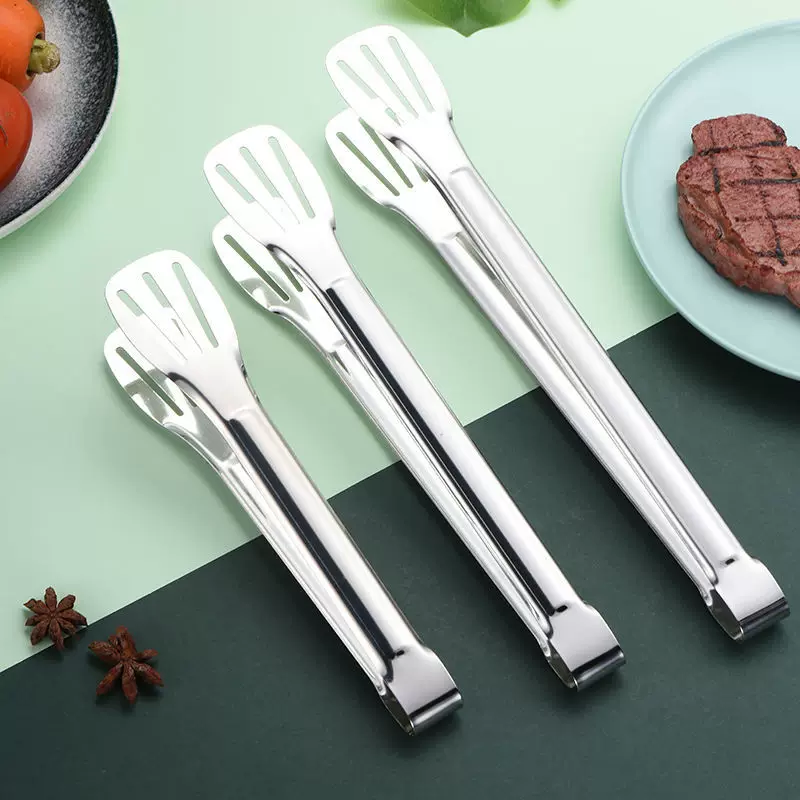 Stainless steel food tongs, kitchen barbecue, grilling, grilled steak, household heat-resistant bread, thickened food, commercial food tongs