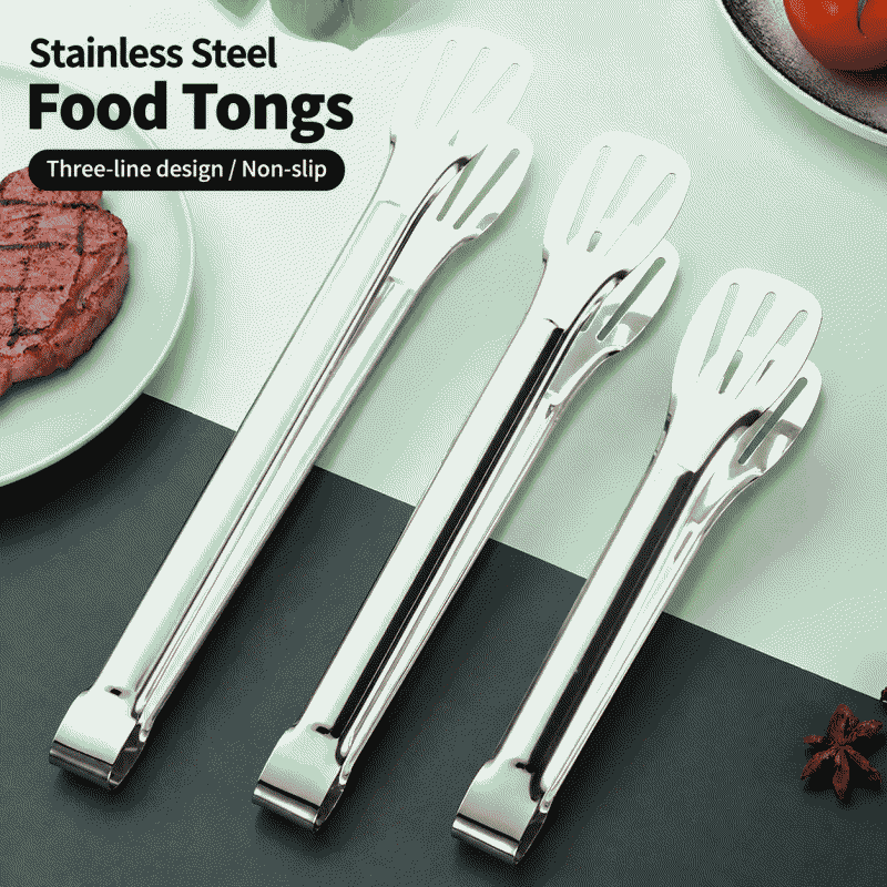 Stainless steel food tongs, kitchen barbecue, grilling, grilled steak, household heat-resistant bread, thickened food, commercial food tongs