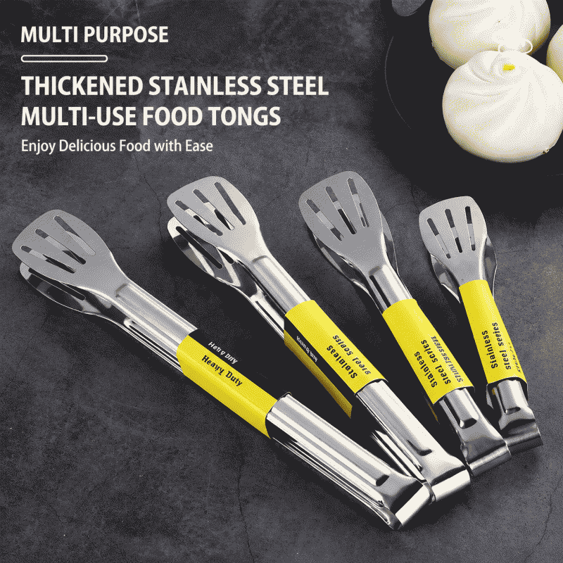 304 three-line stainless steel thickened bread tongs, food tongs, barbecue tongs, baking kitchen small tools, steamed buns, steaks, frying