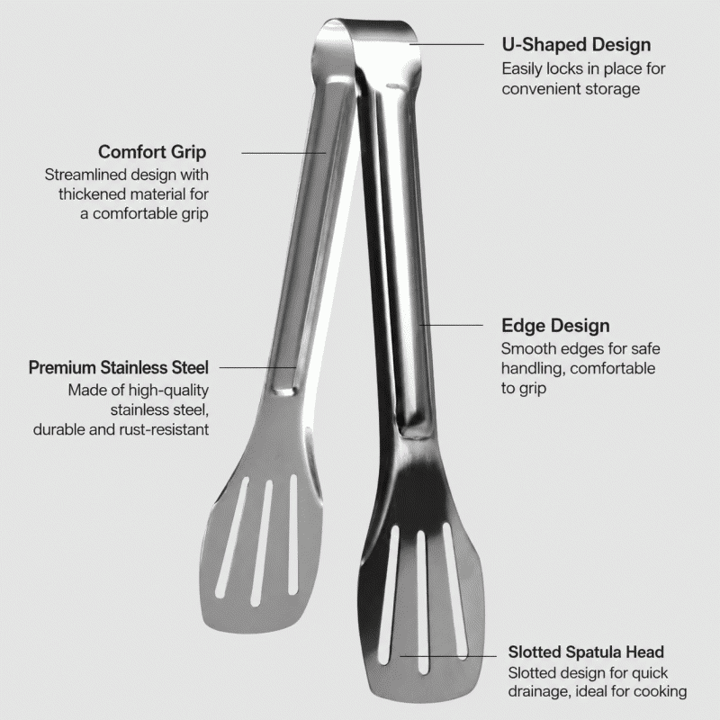 304 three-line stainless steel thickened bread tongs, food tongs, barbecue tongs, baking kitchen small tools, steamed buns, steaks, frying