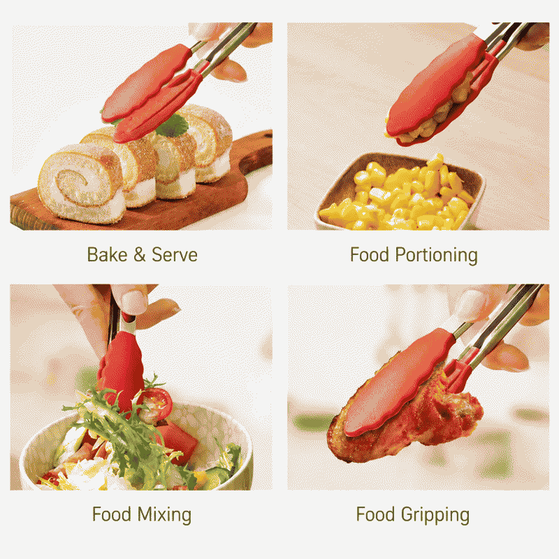 430 stainless steel food tongs, high-temperature resistant food tongs, outdoor anti-scald barbecue tongs, kitchen tools, BBQ barbecue tools