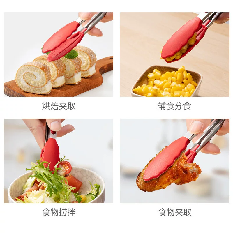 430不锈钢食物夹耐高温食品夹户外防烫烧烤夹厨房工具BBQ烧烤工具
