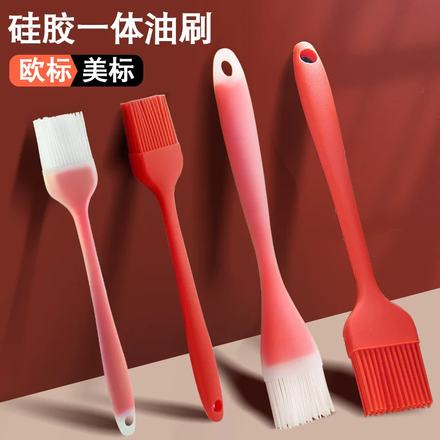 Cross-border in-stock silicone oil brushes of various sizes, all-in-one barbecue brushes, kitchen soy sauce brushes, seasoning brushes, household baking utensils