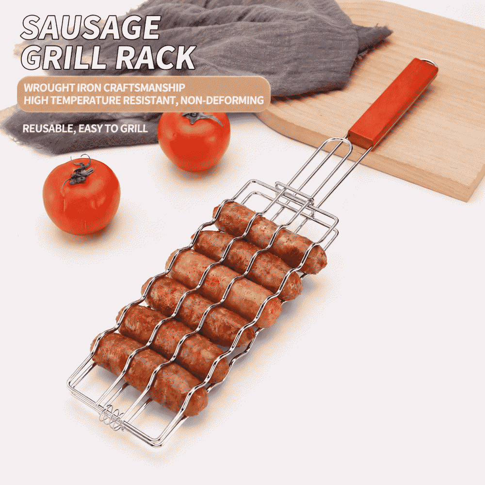Camping BBQ detachable grill, outdoor barbecue tongs, camping electroplated tools for grilling hot dogs and sausages