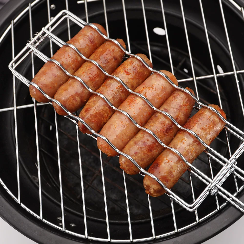露营BBQ可拆卸·烤网户外烧烤夹野营电镀工具烧烤热狗香肠