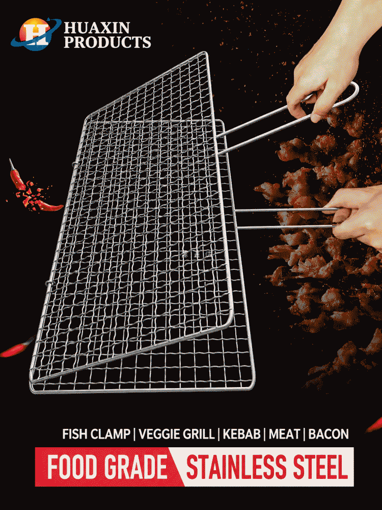 304 stainless steel fish tongs, barbecue grill mesh, leek and vegetable grills, outdoor barbecue grilling mesh