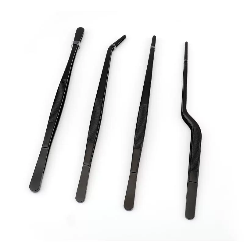 Cross-border black barbecue tongs, stainless steel tweezers, BBQ Korean barbecue plating, buffet chef food tongs