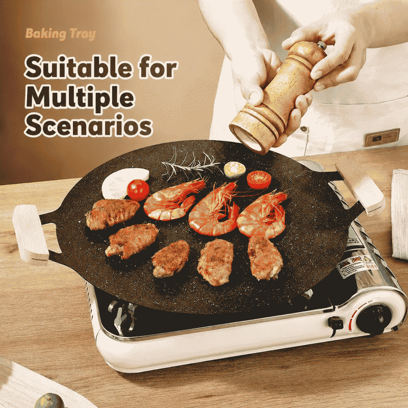 Outdoor medical stone cassette stove grilling pan household barbecue pan meat pot meat pan Korean teppanyaki induction cooker