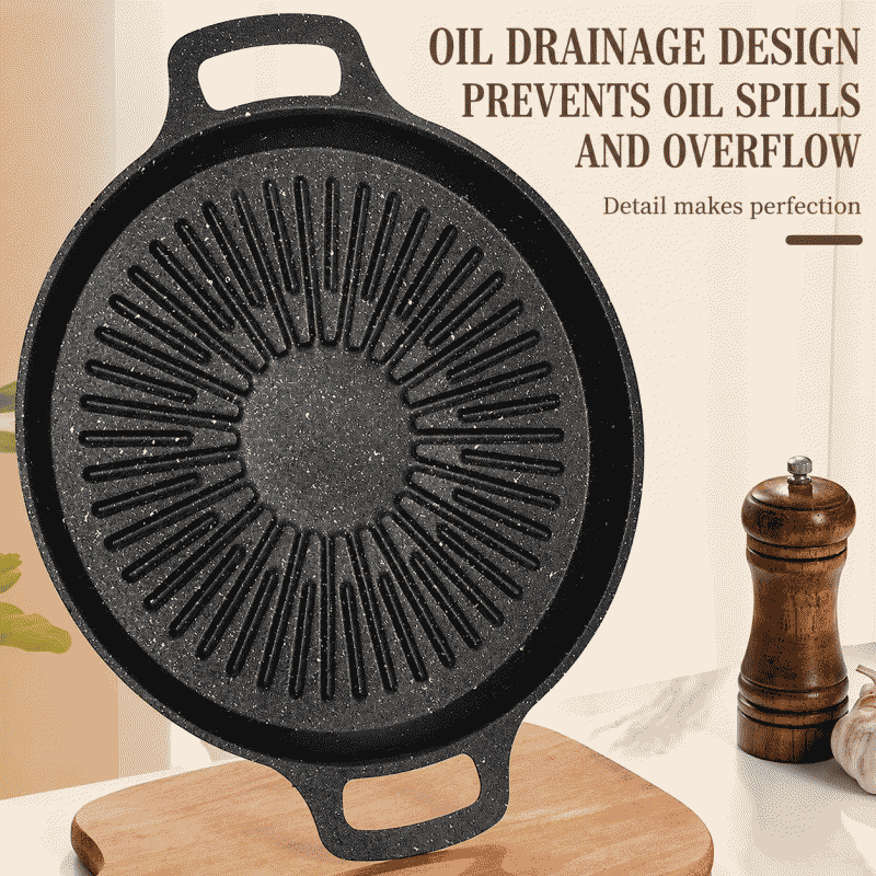 Outdoor household barbecue grill, camping barbecue, Korean-style iron plate, non-stick baking and frying pan, suitable for induction cooker and gas stove, anti-stick