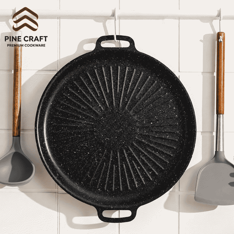 Outdoor household barbecue grill, camping barbecue, Korean-style iron plate, non-stick baking and frying pan, suitable for induction cooker and gas stove, anti-stick