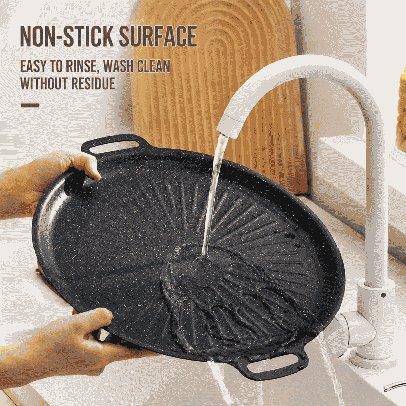 Outdoor household barbecue grill, camping barbecue, Korean-style iron plate, non-stick baking and frying pan, suitable for induction cooker and gas stove, anti-stick