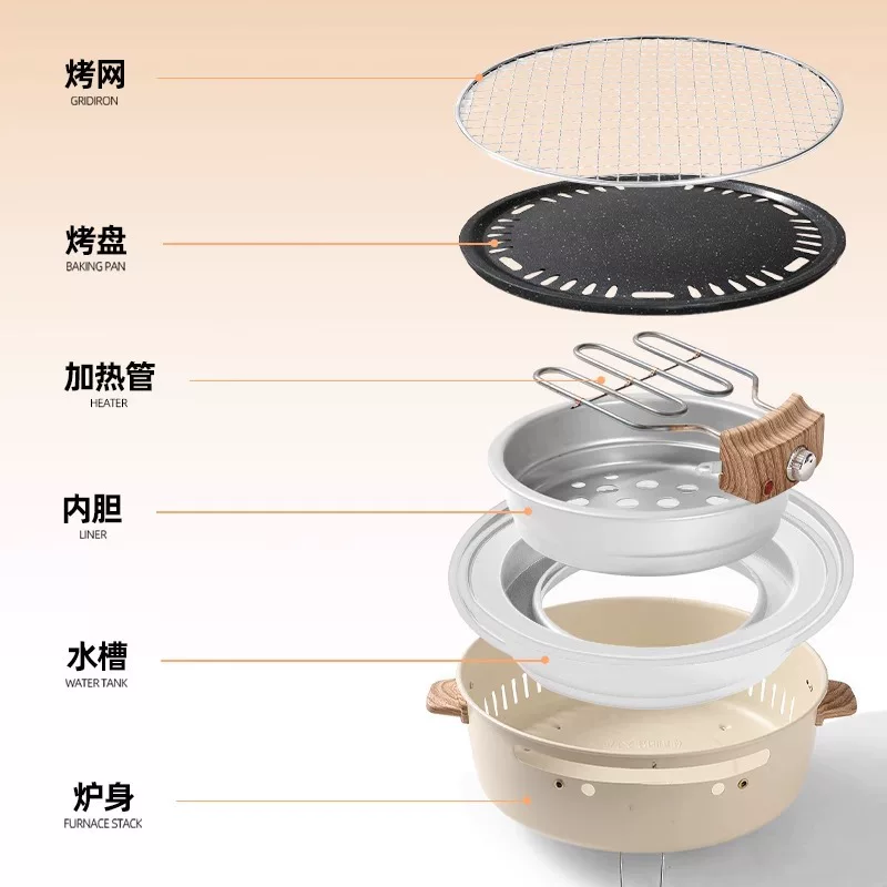Carefully selected electric grill for tea-making around a stove, electric and carbon dual-purpose appliance, electric barbecue grill, household gathering barbecue grill