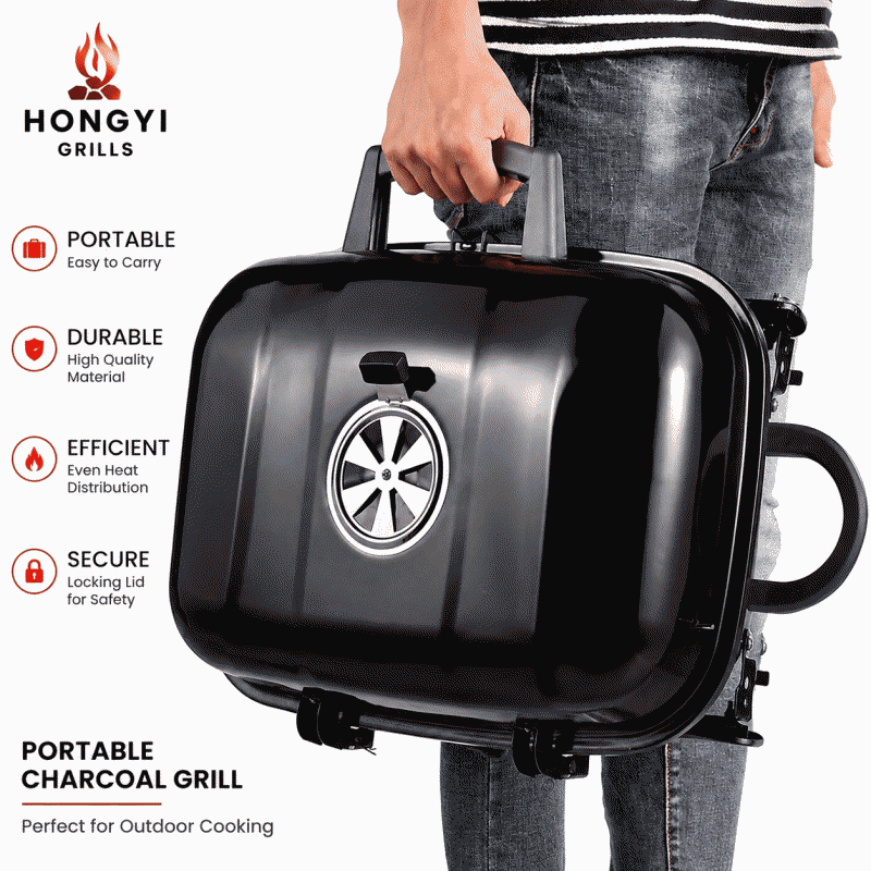 Picnic camping portable barbecue grill outdoor wild charcoal grill household small stove round stove tea brewing set