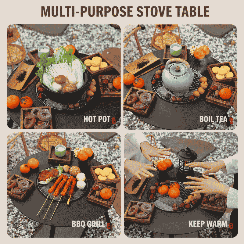 A complete set of household utensils for roasting tea by the fire, outdoor portable picnic and camping, courtyard indoor barbecue grill and stove