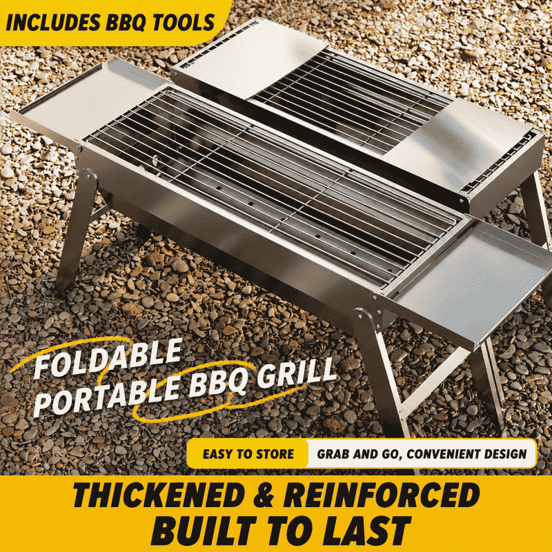 Thickened 430 stainless steel barbecue grill, portable barbecue stove, charcoal grill, barbecue tool, food grade