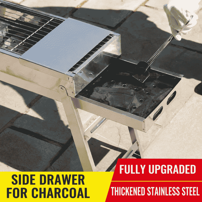 Thickened 430 stainless steel barbecue grill, portable barbecue stove, charcoal grill, barbecue tool, food grade