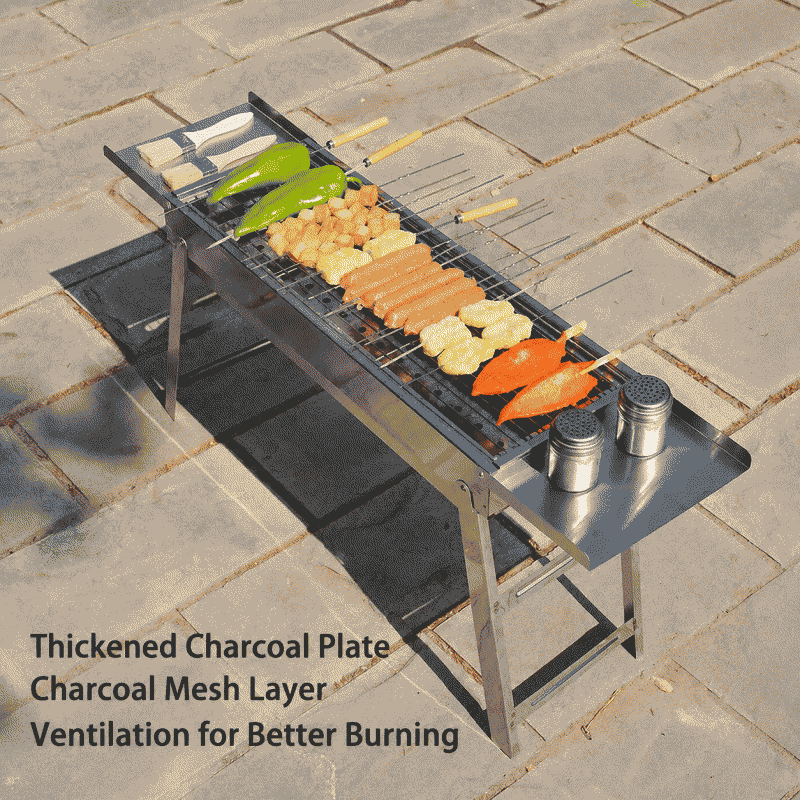 Thickened 430 stainless steel barbecue grill, portable barbecue stove, charcoal grill, barbecue tool, food grade