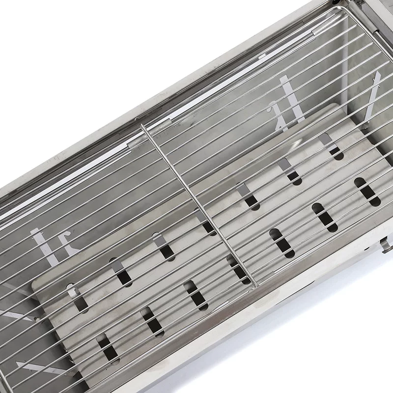 Outdoor folding stainless steel barbecue grill, charcoal thickened barbecue rack, home courtyard camping table grill, charcoal skewer grill