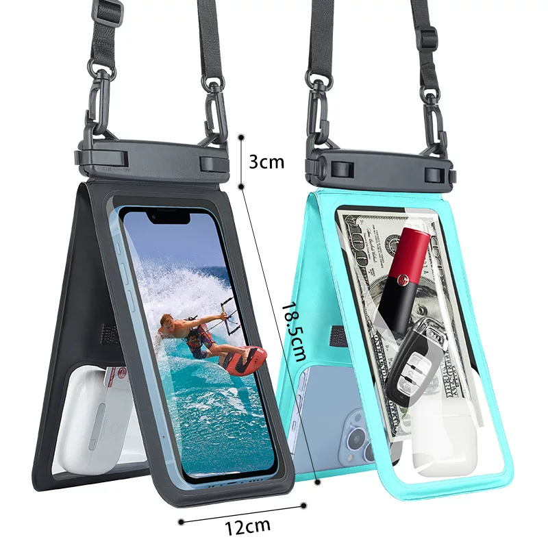 The cross-border best-selling IPX8 dual-capacity waterproof phone bag can hold 2 phone cases and is suitable for swimming, diving and rafting