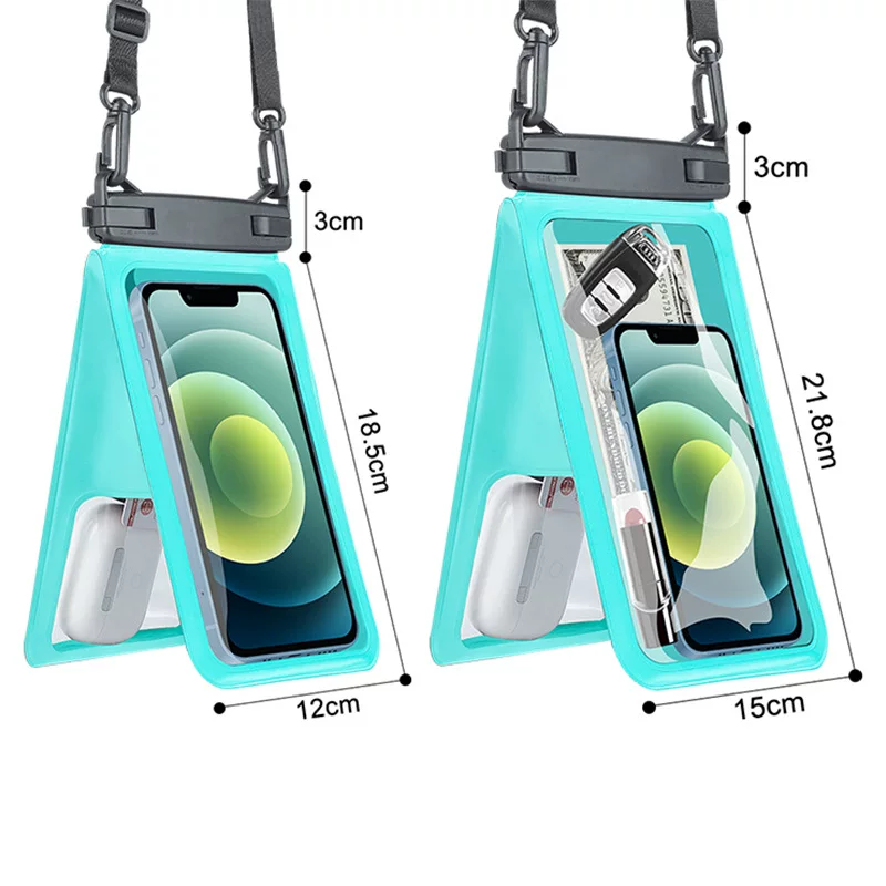 The cross-border best-selling IPX8 dual-capacity waterproof phone bag can hold 2 phone cases and is suitable for swimming, diving and rafting