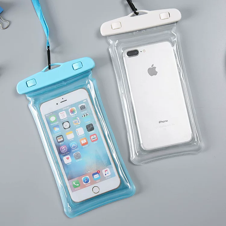 Thickened PVC waterproof phone bag with lanyard airbag, swimming and rafting waterproof phone case, transparent waterproof phone bag