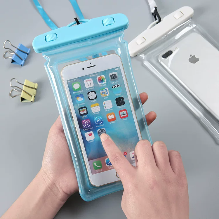 Thickened PVC waterproof phone bag with lanyard airbag, swimming and rafting waterproof phone case, transparent waterproof phone bag