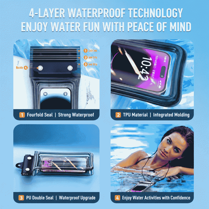 Swimming phone waterproof bag, touch screen capable, drifting, photo taking, diving cover, sealed, transparent, rainproof, with airbag, in stock