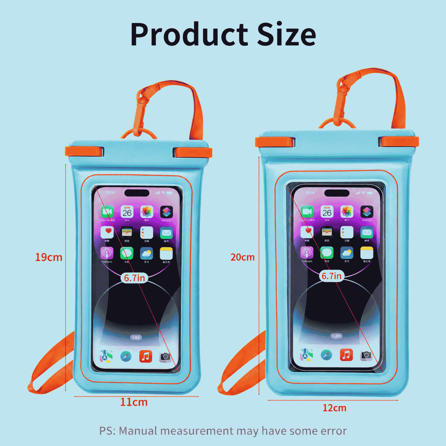 Sponge floating phone waterproof bag with touch screen capability, swimming, diving, and drifting transparent waterproof phone protective cover