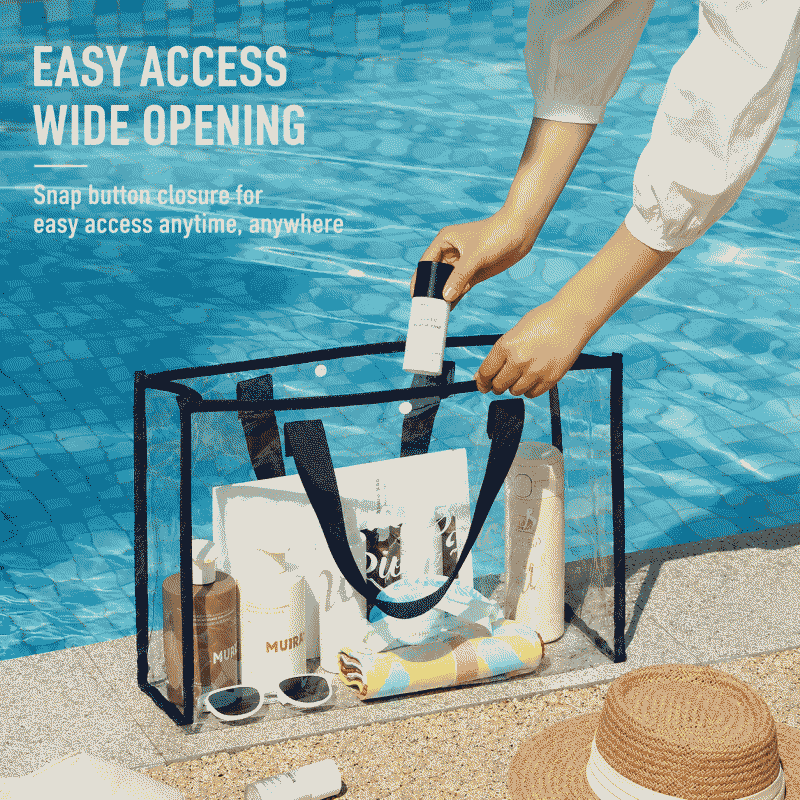 Swimming bag, foldable transparent travel waterproof beach bag, large-capacity hand-held miscellaneous items and clothing storage bag, portable