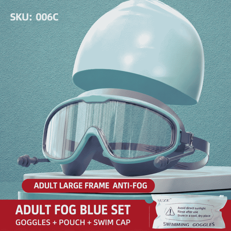 Swimming goggles, anti-fog, myopia with prescription, large frame earbuds, high-definition swimming goggles, no eye tightness, women's waterproof and anti-fog swimming goggles, men's