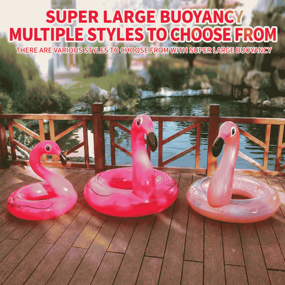 Inflatable flamingo swimming ring, adult animal lifebuoy, portable swimming ring, eco-friendly swimming ring