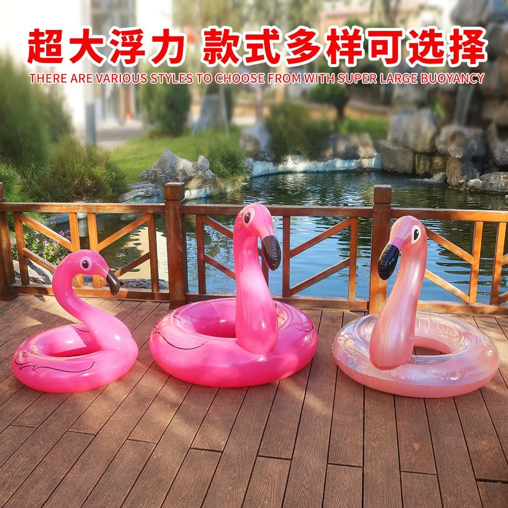 Cross-border in-stock inflatable flamingo swimming rings, adult animal life buoys, portable swimming rings wholesale, eco-friendly swimming rings