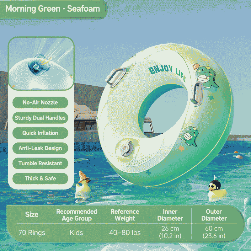 Adult swimming ring, PVC thickened 20-gauge, summer water play, double handles, anti-rollover, CE certified, 48 hours