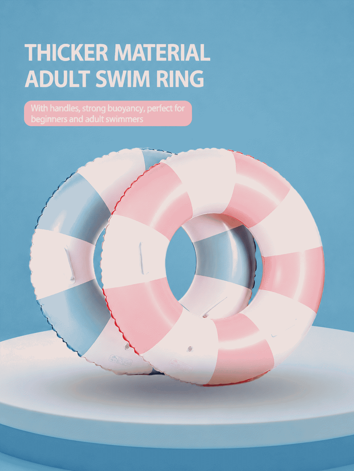 Summer new inflatable retro striped swimming ring, anti-rollover thickened PVC adult men's and women's armpit ring